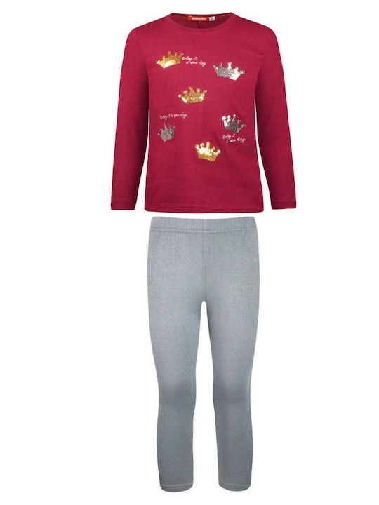 Kinder-Set mit Leggings Winter 2Stück Burgundisch