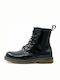 Scarpy Kids Leather Anatomic Military Boots with Zipper Black