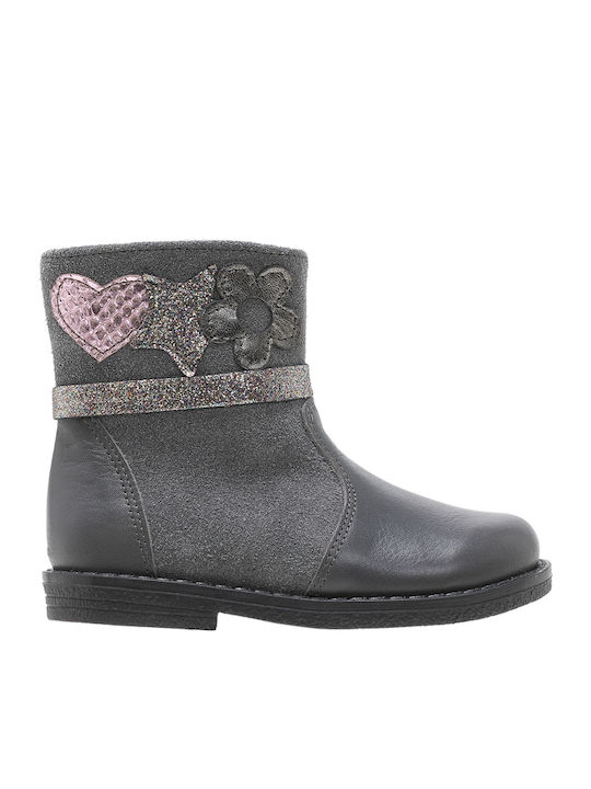 Anatomical Leather Kids Boots with Zipper Gray