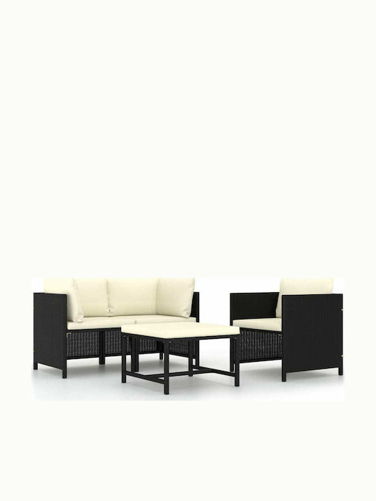 vidaXL Garten- und Outdoor-Möbelsets 4 Stück Schwarz mit Kissen