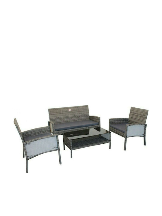 Set Outdoor Lounge Grey with Pillows Malibu 4pcs