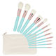Tools for Beauty Set Profesional cu Pensule de Machiaj din Perie Sintetică Turcoaz 12 Bucăți