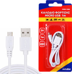 Autoline 14380 Regular USB 2.0 σε micro USB 1m Λευκό