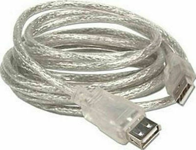 USB 2.0 Cable USB-A male - USB-A female Διάφανο 5m (31003UDC00DF)