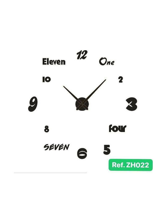 3D Wall Clock Sticker Plastic Black Ø120cm