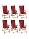 Outdoor-Stuhl Hölzernes Acacia / Bordeaux mit Kissen 6Stück 57x69x111εκ.