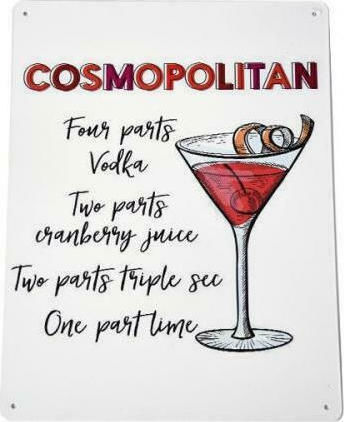 SP Souliotis Decorative Sign Cosmopolitan Handmade White Made of Metal 25x33cm