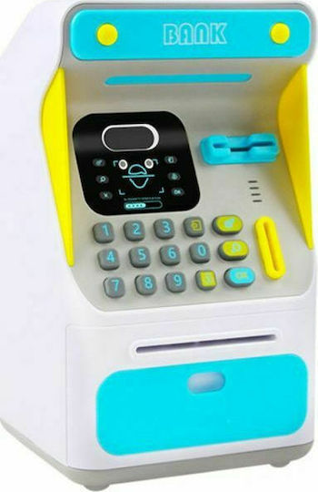 Money Bank Atm Children's Money Box Plastic Blue 16x14x26.5cm