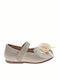 Kids Patent Leather Ballerinas with Hoop & Loop Closure Beige