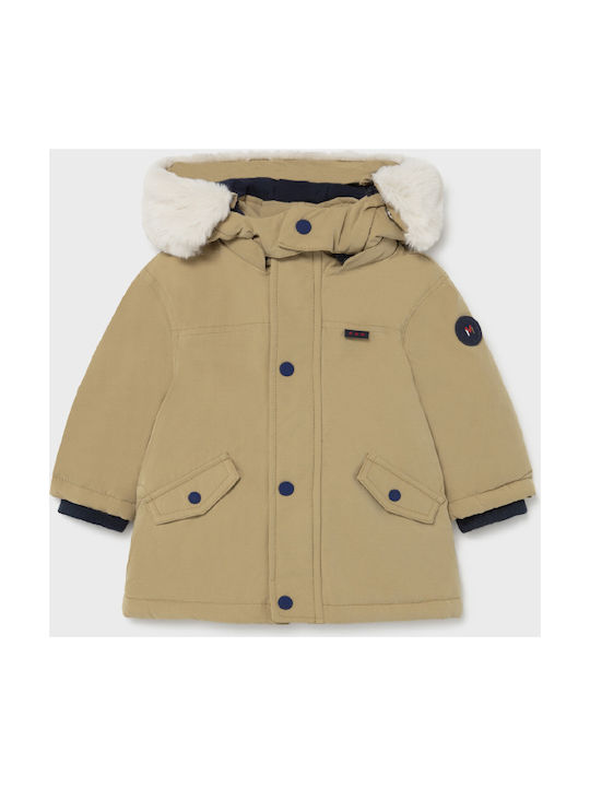 Mayoral Kids Parka short Hooded Beige