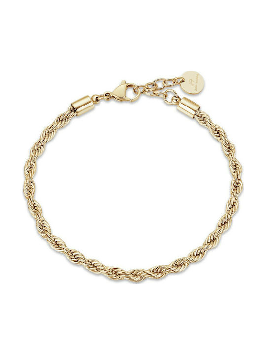 Luca Barra Chain Hand Spiral made of Steel Gold-plated Thin Thickness 3.8mm and Length 21cm