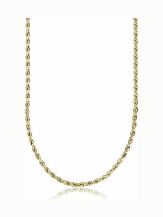 Luca Barra Chain Neck Spiral made of Steel Gold-plated Wide Thickness 6mm and Length 55cm