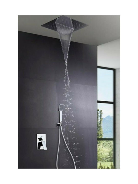 Imex Malaga Built-In Showerhead Set with 3 Exits Inox Silver