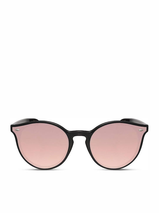 Solo-Solis Women's Sunglasses with Black Plastic Frame and Pink Lens NDL2356