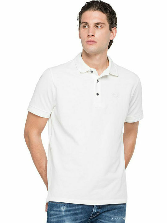 Replay Ανδρικό T-shirt Polo Off White
