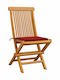 Καρέκλα Εξωτερικού Χώρου Ξύλινη Teak / Κόκκινο με Μαξιλάρι 4τμχ 47x60x89εκ.