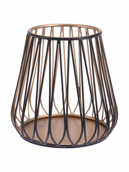 JK Home Decoration Candle Holder suitable for Tealights Metal Black - Gold 11x11x10cm 1pcs