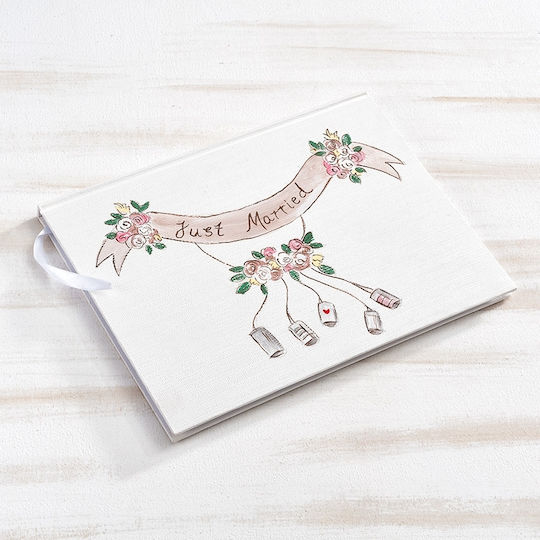 Parisis Just Married Сватбена Книга с Пожелания За Сватба Бял 29,5 x 21,3 x 1,2см