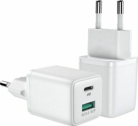 Joyroom Wireless Charger With USB-A Output Port And USB-C Output Port 30W Power Delivery Quick Charge 3.0 White L-QP303