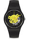 Swatch Time To Yellow Big Ανδρικό Ρολόι 42mm Μπαταρίας με Μαύρο Καουτσούκ Λουράκι
