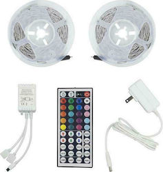 Eurolamp LED Streifen Versorgung 12V RGB Länge 2x5m und 60 LED pro Meter Set mit Fernbedienung und Netzteil SMD5050