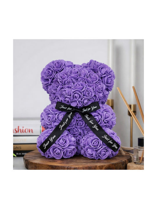 Bear of Artificial Roses Purple 25cm in Box My Home Luxury