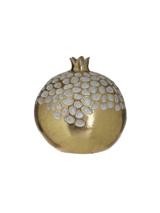 Inart Tabletop Lucky Charm Pomegranate Golden White-Ivory Ceramic 14x14cm 1pcs