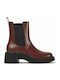 Camper Milah Leather Women's Chelsea Boots with Medium Heel Burgundy