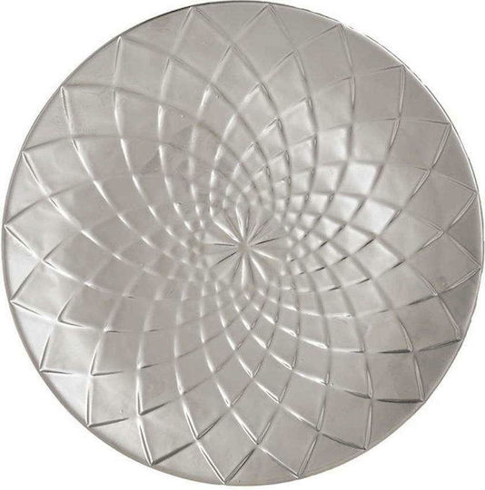 Inart Round Ceramic Decorative Platter Silver 32x32cm