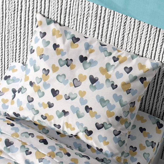 Dimcol Hearts Kids Cotton Pillowcase 50x70cm 11 Green 1925813107801188