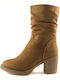 Love4shoes 77-15 Suede Women's Ankle Boots with High Heel Tabac Brown 8122-0590-000023