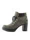 Suede Women's Ankle Boots with High Heel Gray