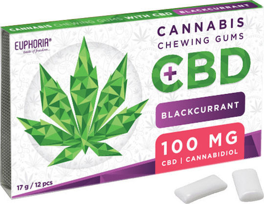 Euphoria Chewing Gums Gume de mestecat Produse din cânepă (CBD) 100mg cu aromă de Coacăze negre 12buc