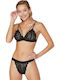 Cansoy Lace Underwear Set with Bralette & Brazil Black 556