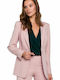 Makover Long Women's Waisted Blazer Pink