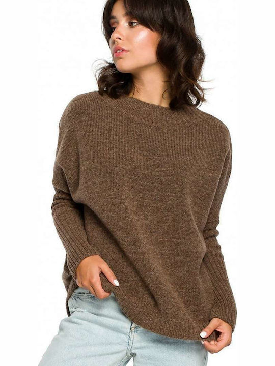 BE Knit Women's Long Sleeve Sweater Brown