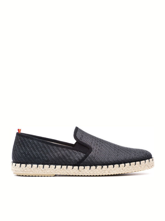 8102 Leder Herren Espadrilles in Schwarz Farbe