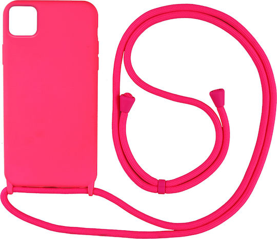 Sonique Carryhang Back Cover Silicone 0.5mm with Strap Fuchsia (iPhone 11 Pro Max)
