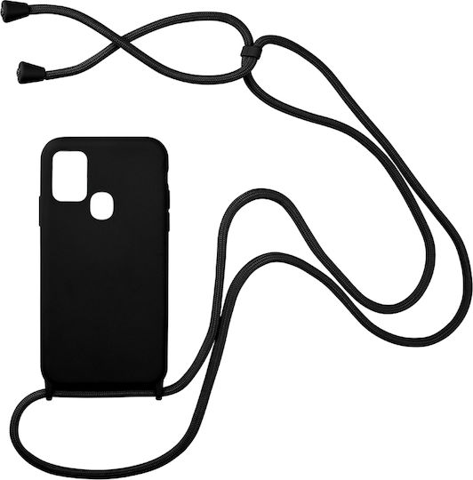 Sonique Carryhang Задна корица Силикон 0.5мм с Каишка Черен (Galaxy A21s)