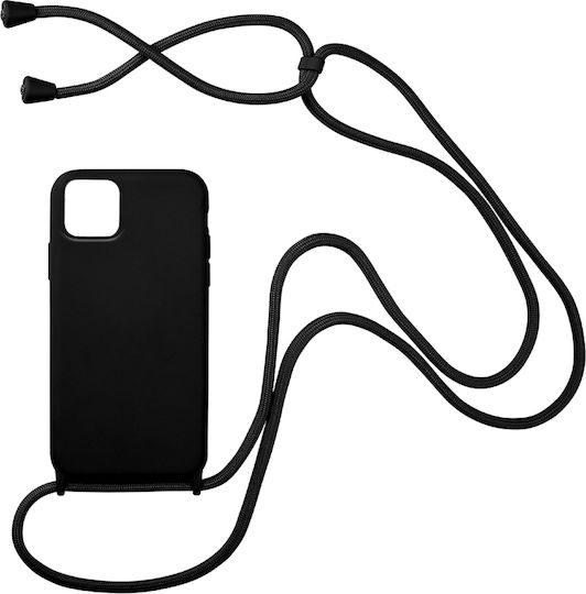 Sonique Carryhang Back Cover Silicone 0.5mm with Strap Black (iPhone 12 Pro Max)