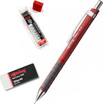 Rotring Tikky Μηχανικό Μολύβι 0.5mm με Γόμα Κατάλληλο για Σχέδιο 3τμχ Κόκκινο