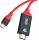 XO GB-005 HDMI 1.4 High Speed 1080p 120Hz Cable HDMI Male - USB-C Male 2m Red