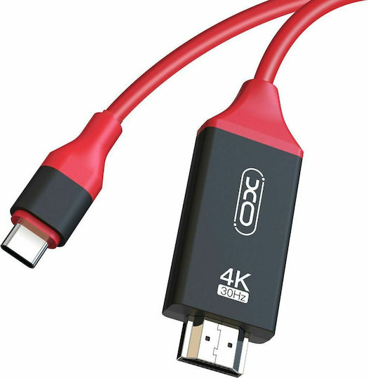 XO GB-005 HDMI 1.4 High Speed 1080p 120Hz Cable HDMI Male - USB-C Male 2m Red