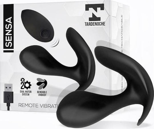 Tardenoche Sensa Stimulator Remote Control USB Liquid Silicone Vibrator Anal cu Funcție Wireless Black 7.8cm