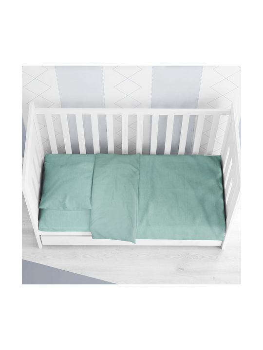 Dimcol Lenjerie De Patut Bebe Cu Cauciuc Solid Turcoaz 70x140cm