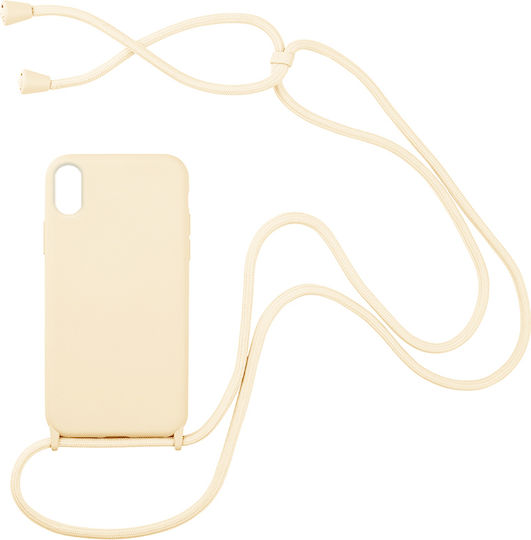 Sonique Carryhang Задна Корица Силикон 0.5mm с Каишка за Врата Бежова (iPhone X / XS)