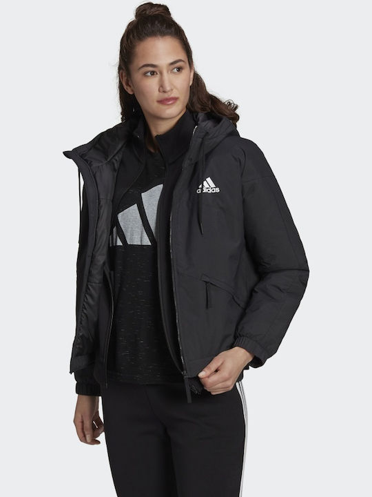 Adidas Γυναικείο Αθλητικό Μπουφάν Αδιάβροχο Μαύρο