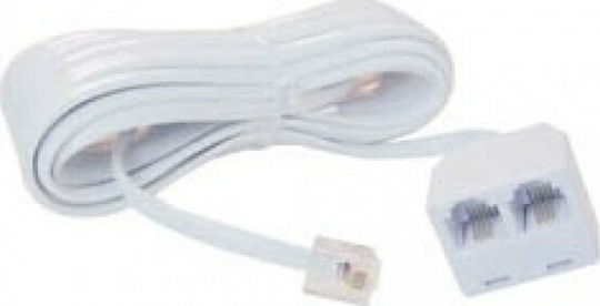 Flat Telephone Cable RJ11 6P4C 0.2m White (01.074.0135)