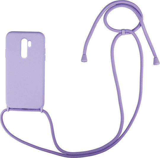 Sonique Carryhang Liquid Back Cover Σιλικόνης 0.5mm με Λουράκι Λιλά (Redmi Note 8 Pro)