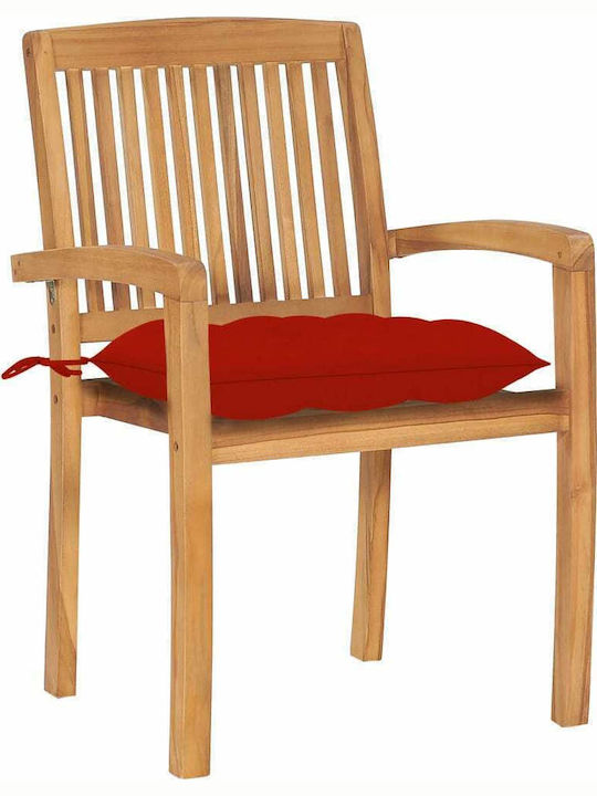Καρέκλα Εξωτερικού Χώρου Ξύλινη Teak / Κόκκινο ...
